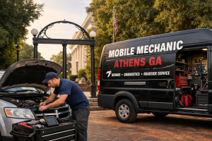Mobile mechanic at work in Athens GA Mobile mechanic working Athens GA